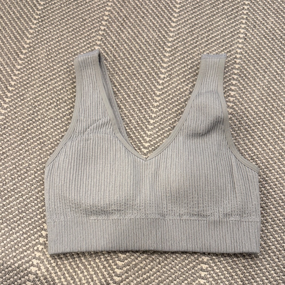 Aerie Charcoal Ribbed Sports Bra